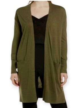Halogen Nordstrom Dark Ponderosa Green Cardigan Duster Cashmere Blend